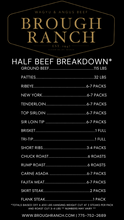 Load image into Gallery viewer, Brough Ranch beef breakdown list with product quantities.
